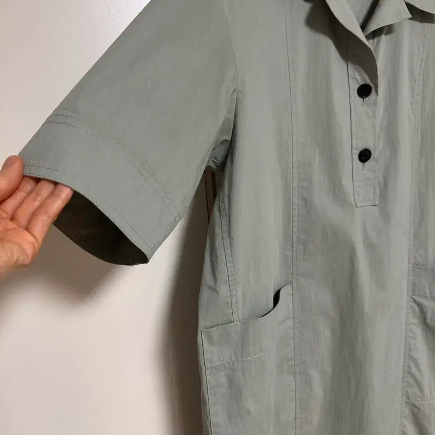 [BUNJANG] KUHO PLUS Short Sleeve Shirt Dress Khaki / kuho plus 반팔 카라 셔츠 원피스