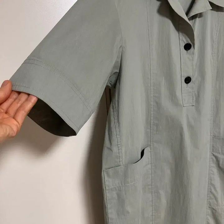[BUNJANG] KUHO PLUS Short Sleeve Shirt Dress Khaki / kuho plus 반팔 카라 셔츠 원피스