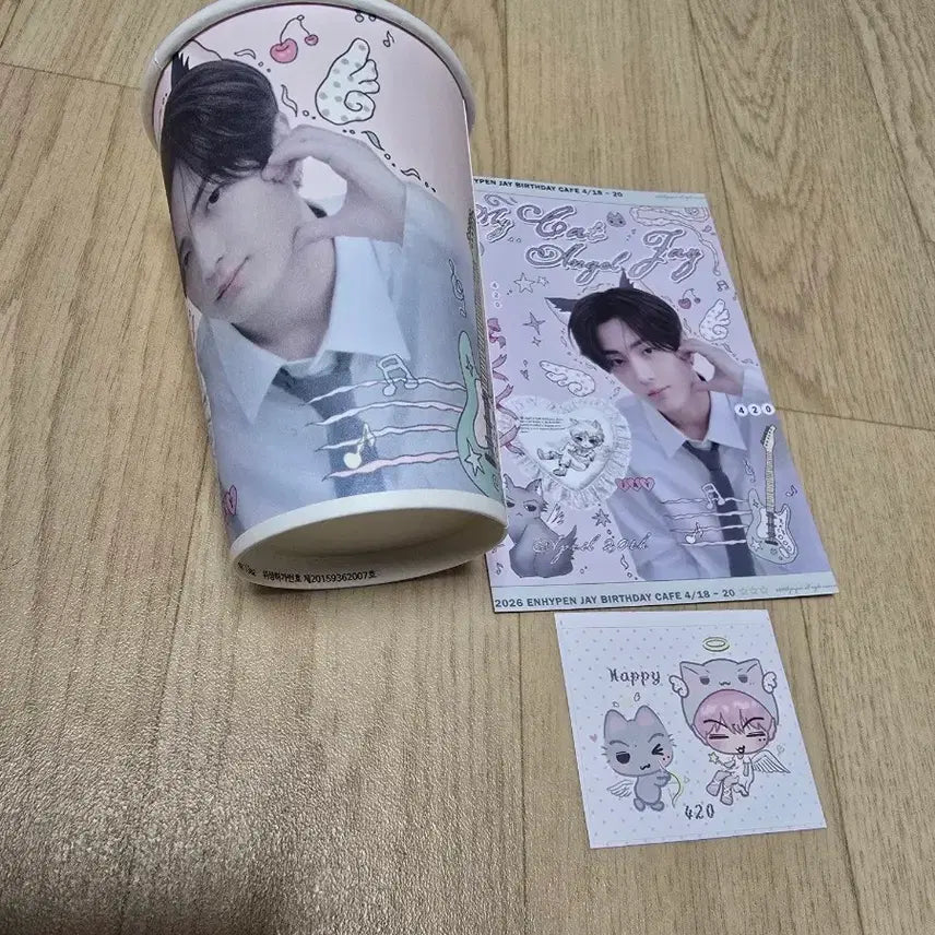 [BUNJANG] ENHYPEN Jay Birthday Cafe Set / ENHYPEN Jay 생일 카페 컵 + 엽서 + 스티커 판매합니다