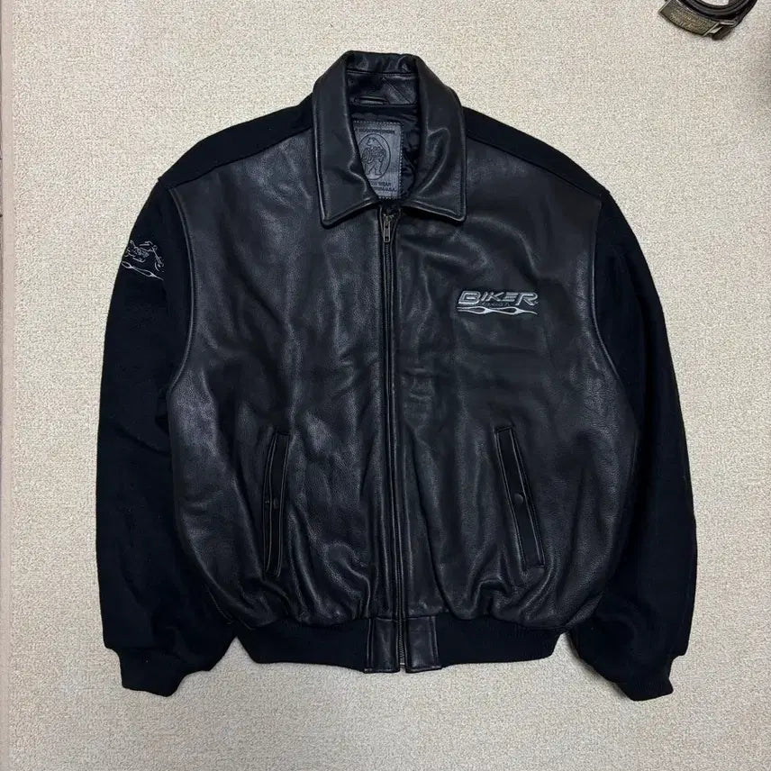 [BUNJANG] Golden Bear 90s Reverse Biker Trash Varsity Jacket / L) 90s 골든베어 Biker trash 바시티 자켓 리버스 바시티