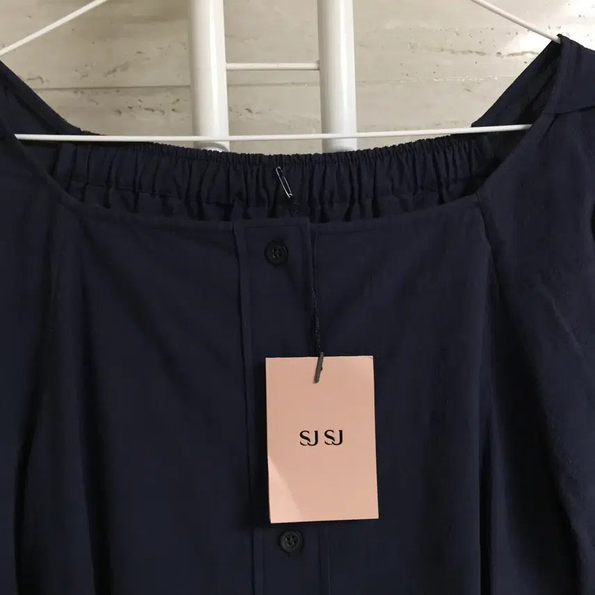 [BUNJANG] SJSJ Navy Puff Sleeve Blouse / 한섬 SJSJ 퍼프소매 블라우스 55