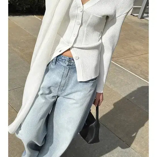 [BUNJANG] Orr Hourglass Knit Cardigan White S / 오르 아워글래스 니트가디건 화이트s(오르 미니백증정)
