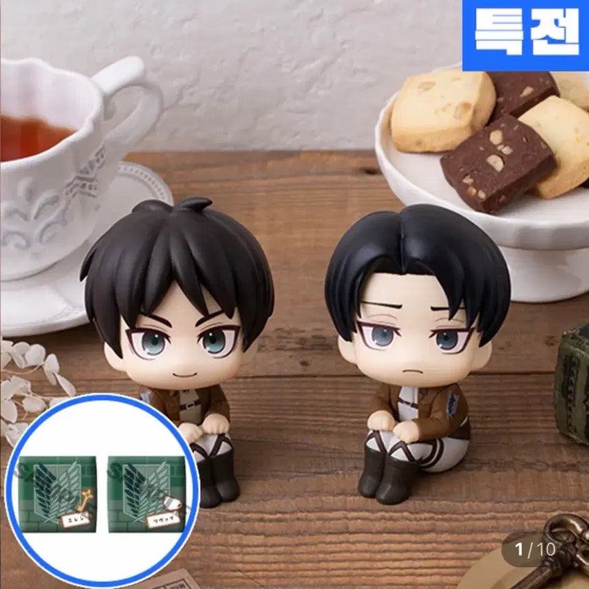 [BUNJANG] Attack on Titan Eren &amp; Levi Look Up Figures Set (Unsealed) / 특전)진격의거인 룩업 에렌 리바이 미개봉