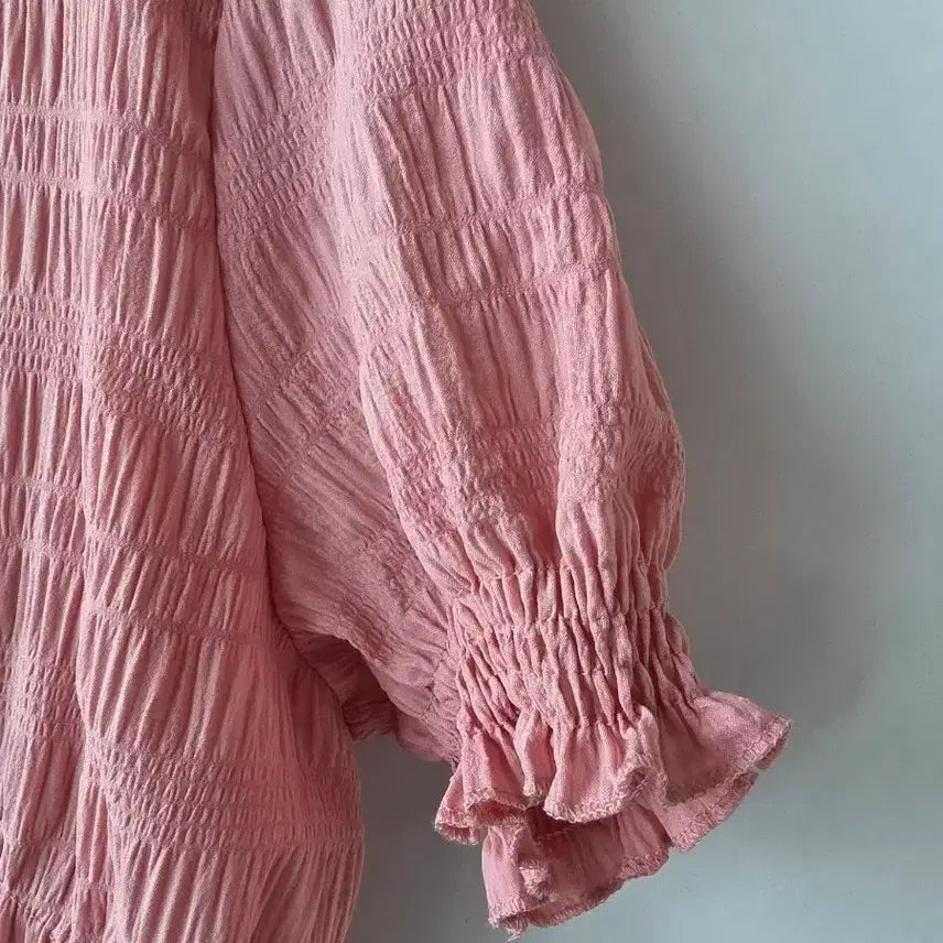 [BUNJANG] Pink Banding Embossed Dress / F/ 핑크 밴딩 엠보원피스