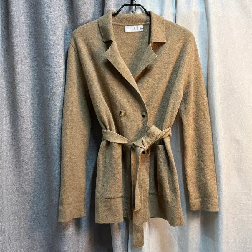 [BUNJANG] SIE Belted Double Button Knit Long Cardigan Jacket / [FREE] SIE 시에 벨티드 더블 버튼 니트 롱 가디건 자켓