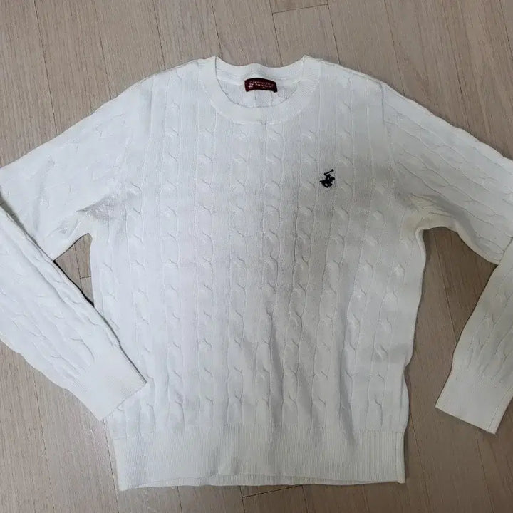 [BUNJANG] Beverly Hills Polo Club Cable Knit Sweater (White, Size 90) / 비버리힐즈 폴로클럽 케이블 긴팔 니트 (화이트/90)