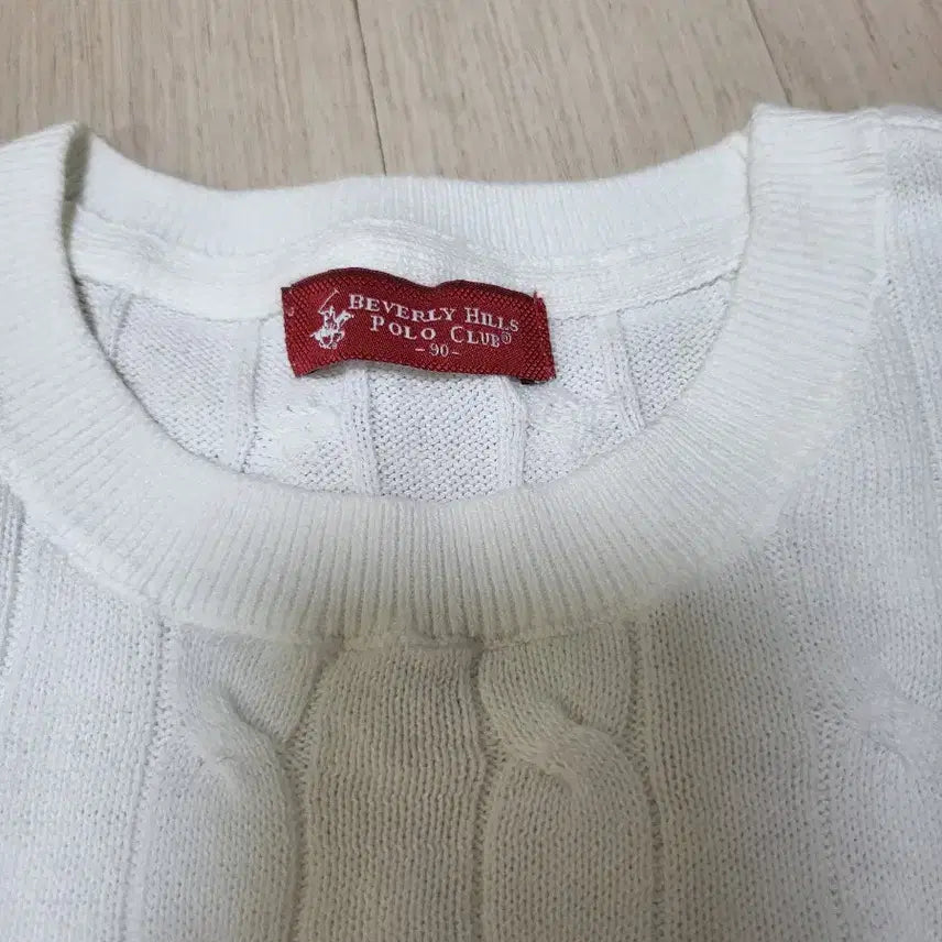 [BUNJANG] Beverly Hills Polo Club Cable Knit Sweater (White, Size 90) / 비버리힐즈 폴로클럽 케이블 긴팔 니트 (화이트/90)