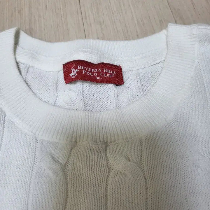 [BUNJANG] Beverly Hills Polo Club Cable Knit Sweater (White, Size 90) / 비버리힐즈 폴로클럽 케이블 긴팔 니트 (화이트/90)