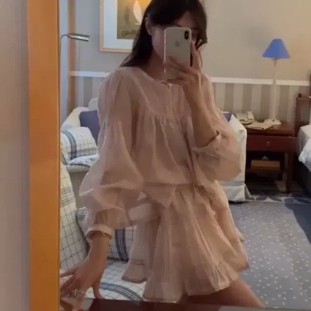 [BUNJANG] Wearweather Mullee Two-Piece Set Pink / 웨어웨더 뮬리 투피스 핑크