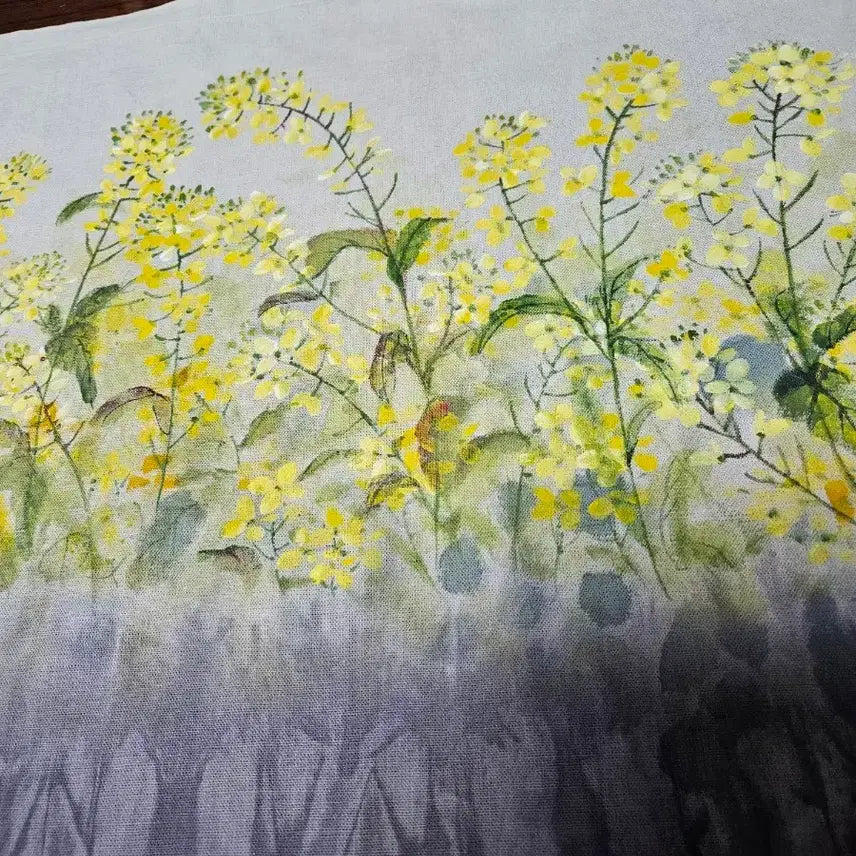 [BUNJANG] Natural Dyed Ramie Fabric with Rapeseed Flower Illustration / 유채꽃그림천연염색다포