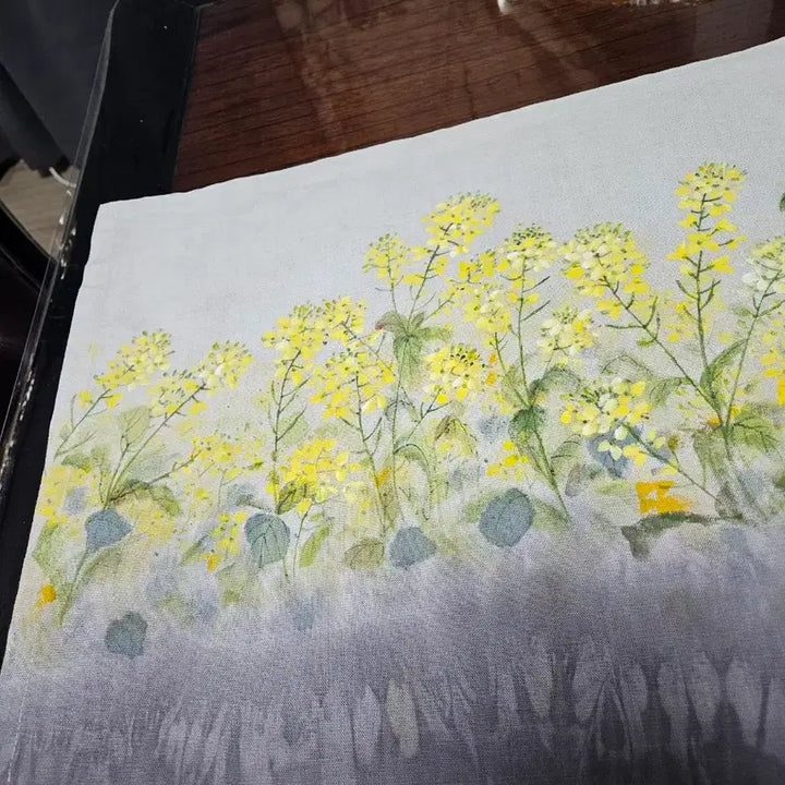 [BUNJANG] Natural Dyed Ramie Fabric with Rapeseed Flower Illustration / 유채꽃그림천연염색다포
