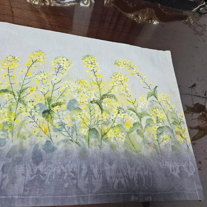 [BUNJANG] Natural Dyed Ramie Fabric with Rapeseed Flower Illustration / 유채꽃그림천연염색다포