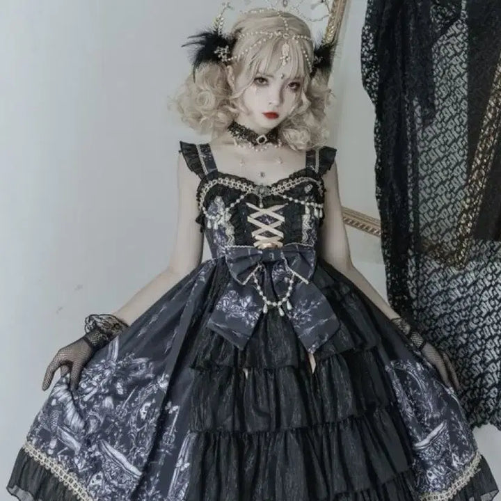 [BUNJANG] Dark Gothic Lolita JSK Dress / 다크 고딕 로리타 JSK 원피스