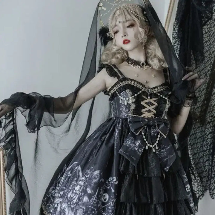 [BUNJANG] Dark Gothic Lolita JSK Dress / 다크 고딕 로리타 JSK 원피스