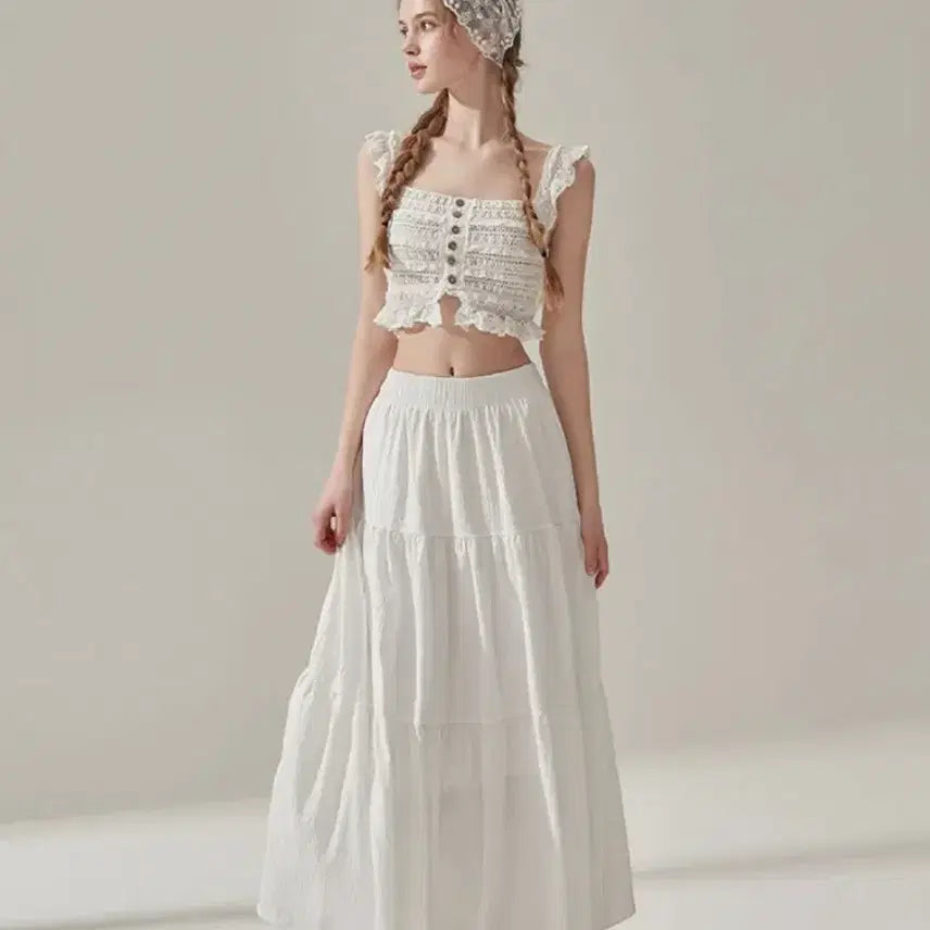 [BUNJANG] Bikini Vendor Honest Tiered Long Skirt / 비키니밴더 어네스 티어드 롱 스커트