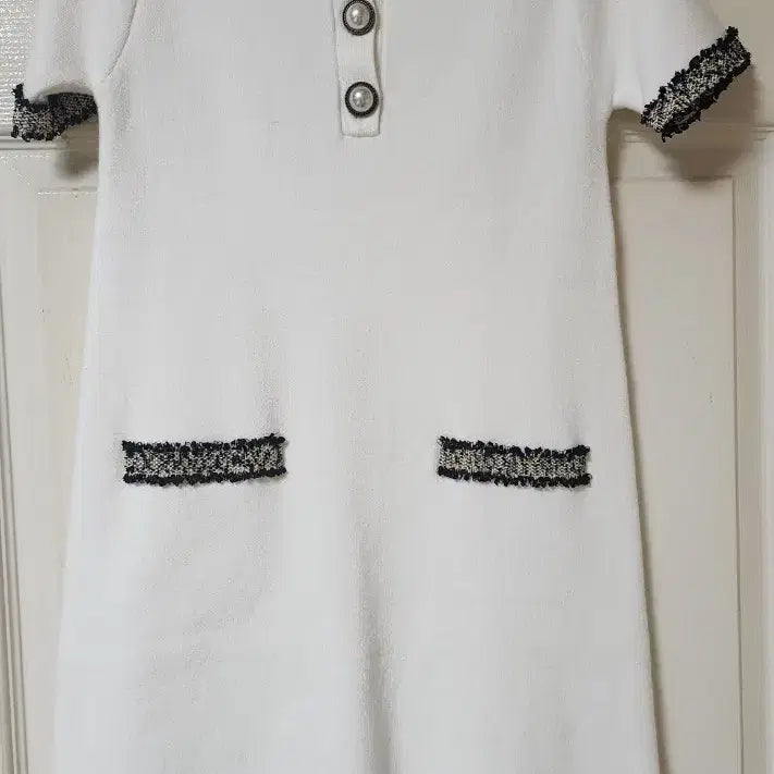 [BUNJANG] Zara White Knit Short Sleeve Midi Dress / 자라 화이트 니트 반팔 원피스
