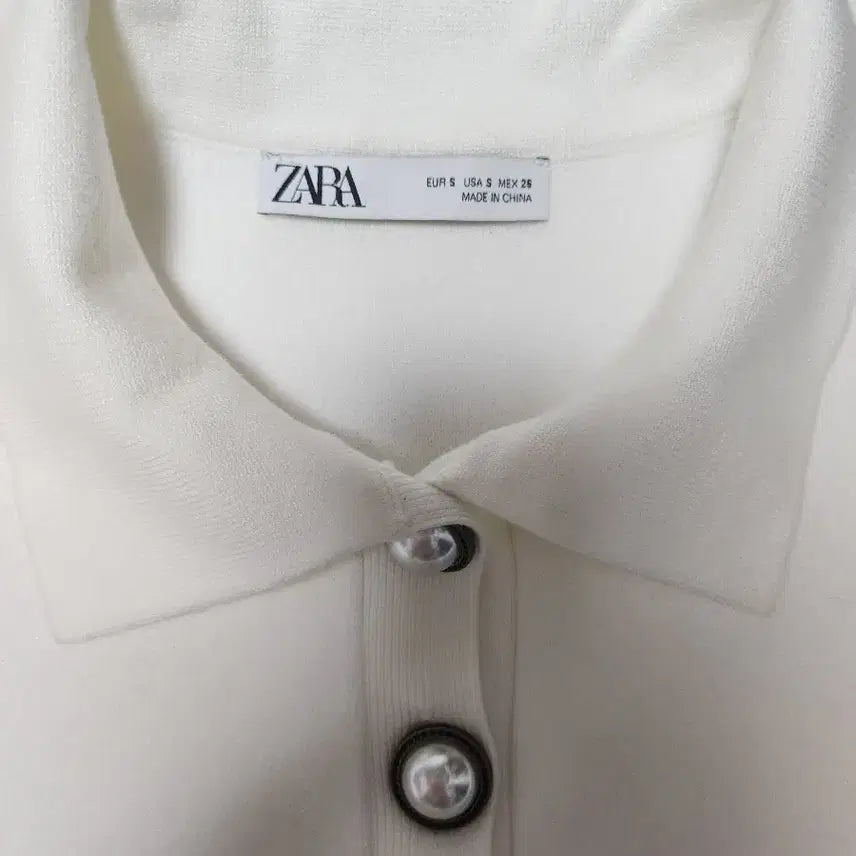 [BUNJANG] Zara White Knit Short Sleeve Midi Dress / 자라 화이트 니트 반팔 원피스
