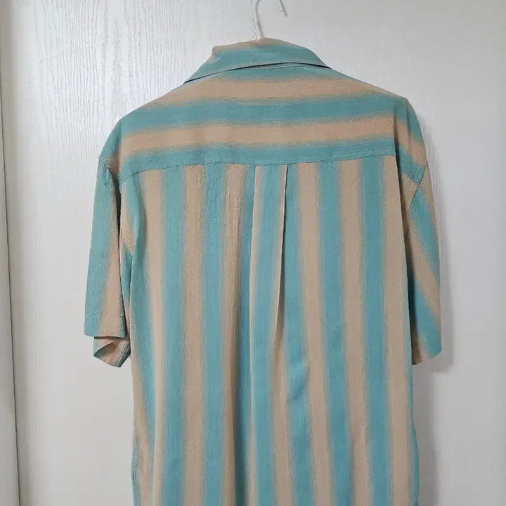 [BUNJANG] Time Homme Striped Open Collar Short Sleeve Shirt / 타임옴므 셔츠