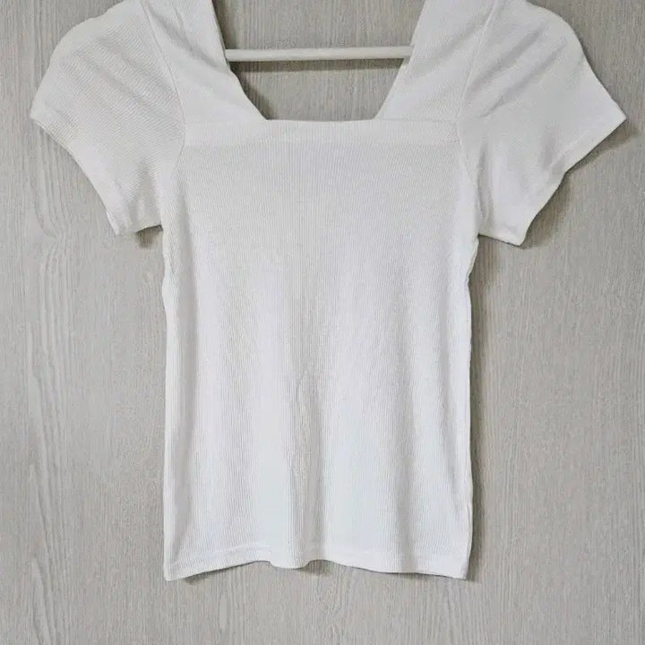[BUNJANG] Basic Square Neck Ribbed T-shirt / 흰색,블랙 골지 스퀘어넥티 새상품