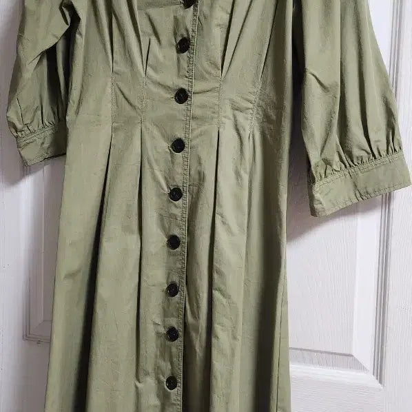 [BUNJANG] ZARA TRF Earth Green 3/4 Sleeve Shirt Dress / 자라 TRF 어스 그린 셔츠 원피스 7부