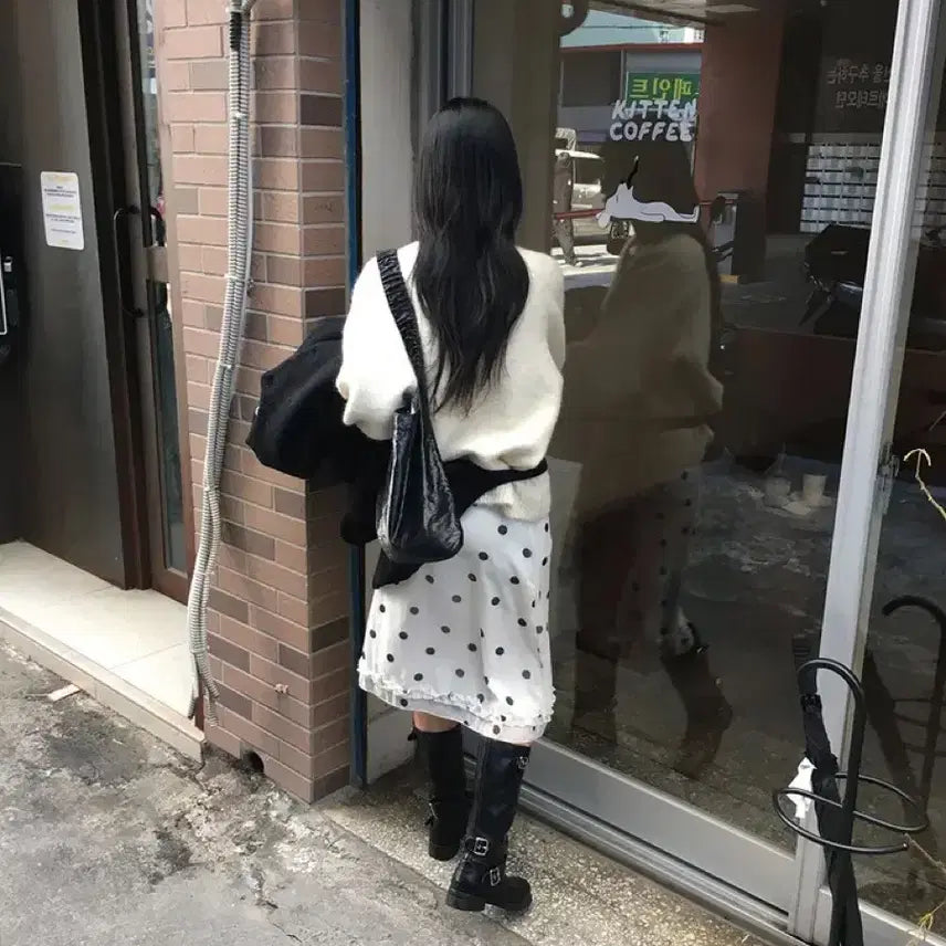 [BUNJANG] Dot Frill Midi Skirt / 도트 프릴 미디 스커트