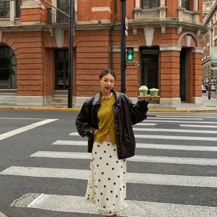 [BUNJANG] Dot Frill Midi Skirt / 도트 프릴 미디 스커트
