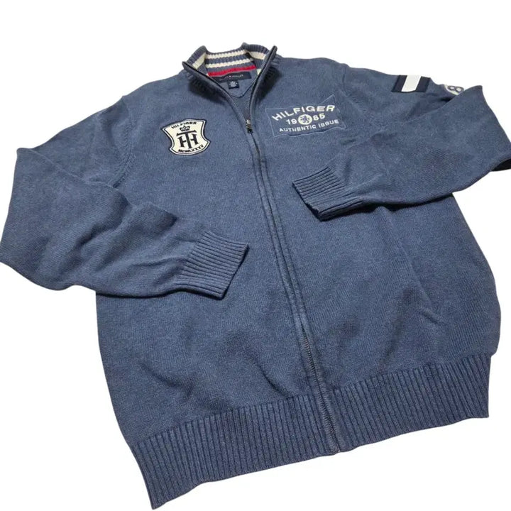[BUNJANG] Tommy Hilfiger Old School Zip-Up Knit Sweater / Tommy Hilfiger 타미 힐피거 올드스쿨 집업 니트