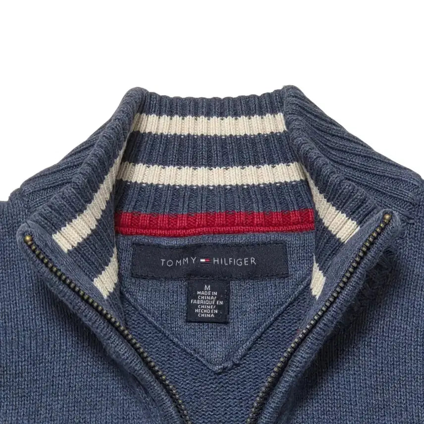 [BUNJANG] Tommy Hilfiger Old School Zip-Up Knit Sweater / Tommy Hilfiger 타미 힐피거 올드스쿨 집업 니트