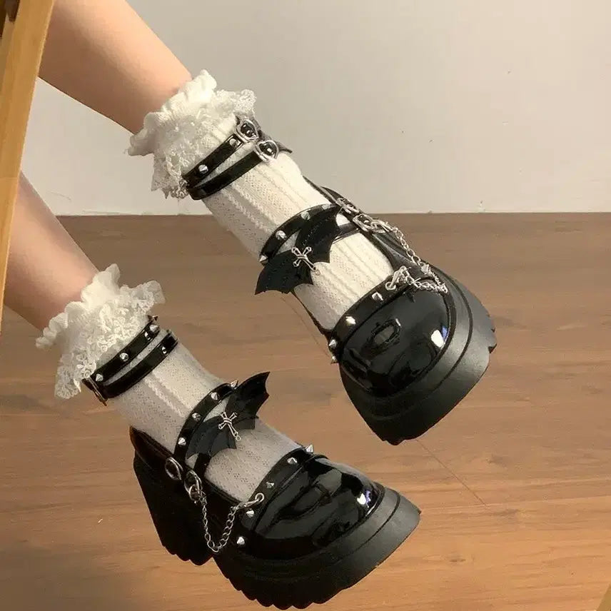 [BUNJANG] Gothic Punk Chain Platform Shoes / 고딕 펑크 체인 플랫폼 슈즈 구두