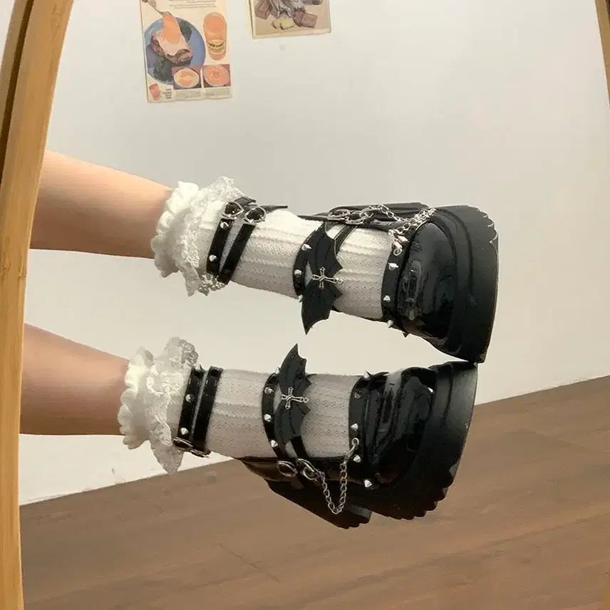 [BUNJANG] Gothic Punk Chain Platform Shoes / 고딕 펑크 체인 플랫폼 슈즈 구두