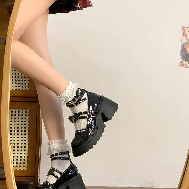 [BUNJANG] Gothic Punk Chain Platform Shoes / 고딕 펑크 체인 플랫폼 슈즈 구두
