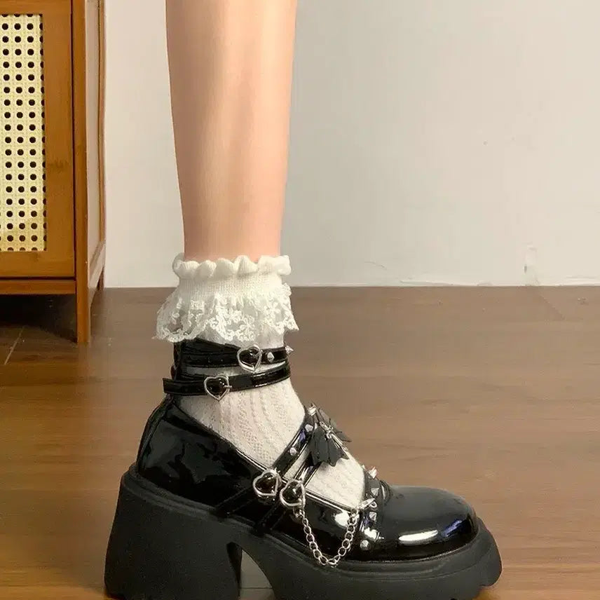 [BUNJANG] Gothic Punk Chain Platform Shoes / 고딕 펑크 체인 플랫폼 슈즈 구두