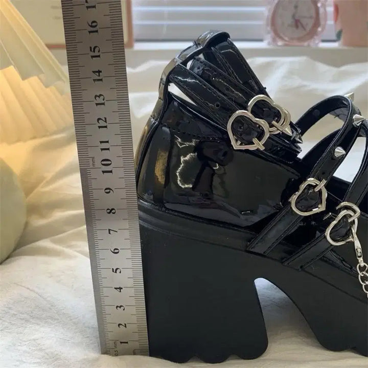 [BUNJANG] Gothic Punk Chain Platform Shoes / 고딕 펑크 체인 플랫폼 슈즈 구두