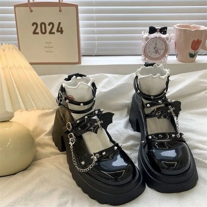 [BUNJANG] Gothic Punk Chain Platform Shoes / 고딕 펑크 체인 플랫폼 슈즈 구두