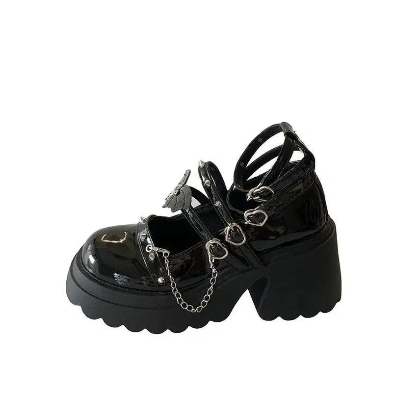 [BUNJANG] Gothic Punk Chain Platform Shoes / 고딕 펑크 체인 플랫폼 슈즈 구두