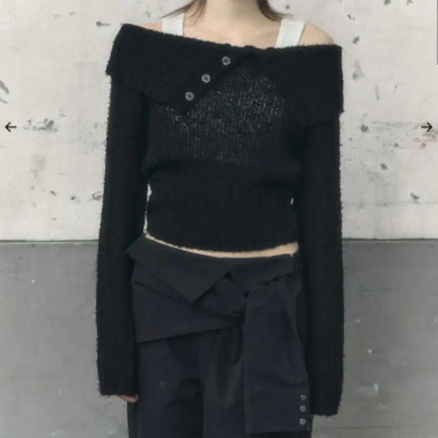 [BUNJANG] Bohemian Seoul Ribbed Button Off-Shoulder Top OS / 보헤미안서울 ribbed button off shoulder OS