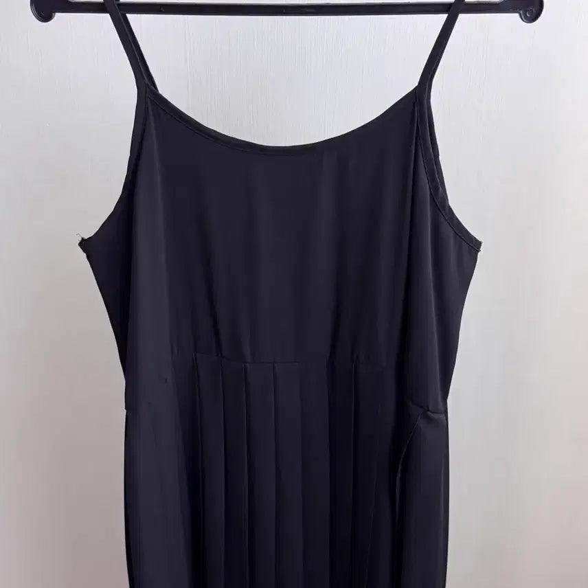[BUNJANG] Black Pleated Bustier Long Dress / 블랙 플리츠 뷔스티에 롱 원피스