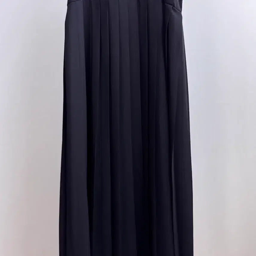 [BUNJANG] Black Pleated Bustier Long Dress / 블랙 플리츠 뷔스티에 롱 원피스