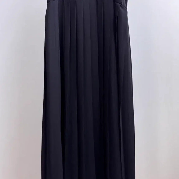 [BUNJANG] Black Pleated Bustier Long Dress / 블랙 플리츠 뷔스티에 롱 원피스