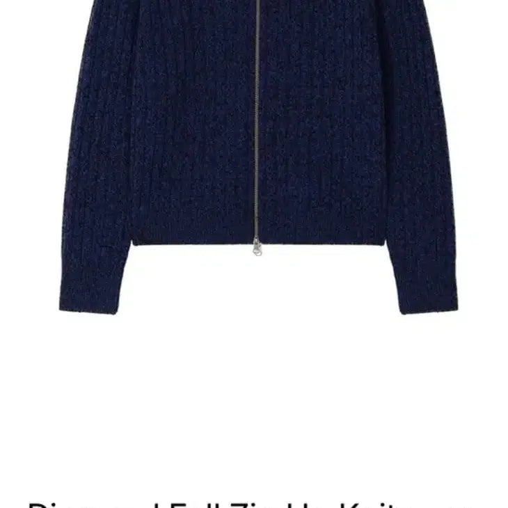 [BUNJANG] WAVYNESS Diagonal Full Zip-Up Knit Midnight Blue / 웨이비니스 다이에그널 풀집업 니트 미드나잇블루3사이즈