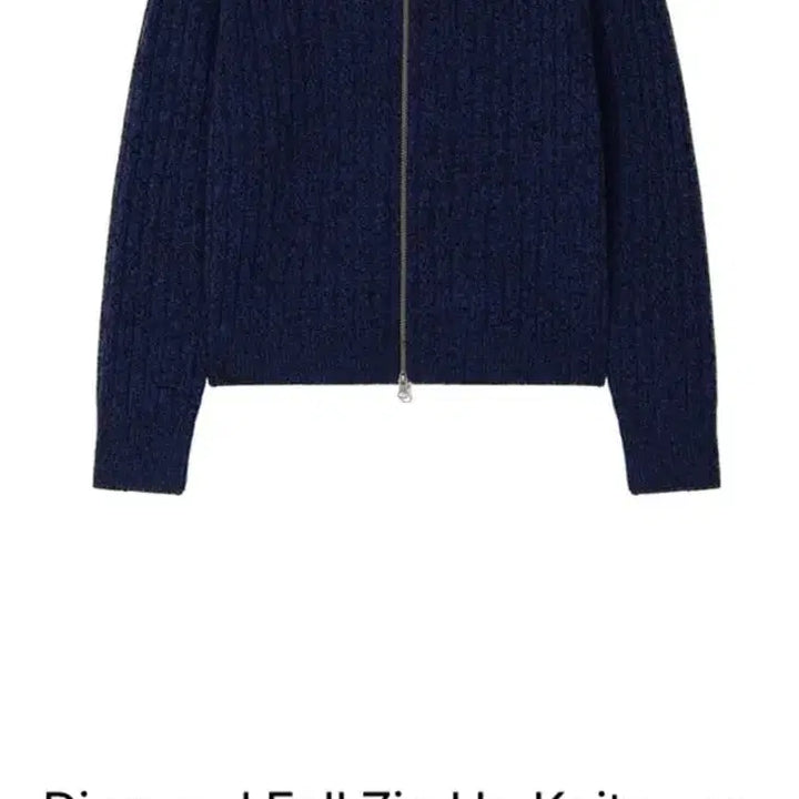 [BUNJANG] WAVYNESS Diagonal Full Zip-Up Knit Midnight Blue / 웨이비니스 다이에그널 풀집업 니트 미드나잇블루3사이즈