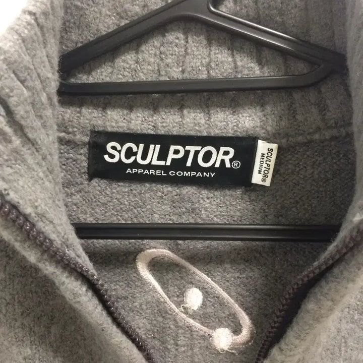 [BUNJANG] Sculptor Atom Zip-up Sweater Melange Gray S / 스컬프터 아톰 집업 스웨터 멜란지 그레이 S