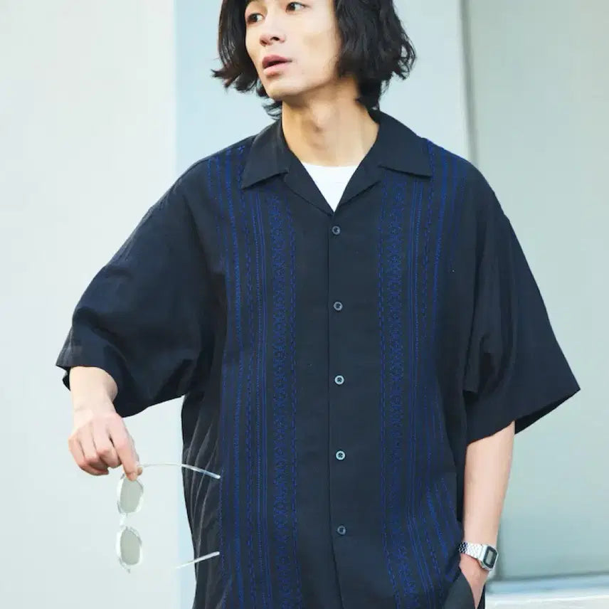 [BUNJANG] Freaks Store Linen Blend Shirt (S) - Black / 새상품) 프릭스스토어 쿠바 린넨 셔츠 S