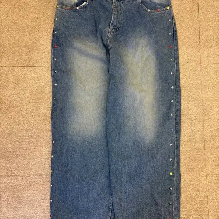 [BUNJANG] Wecanders Studded Denim Wide Pants XL / 위캔더스 스터드 데님 와이드 팬츠