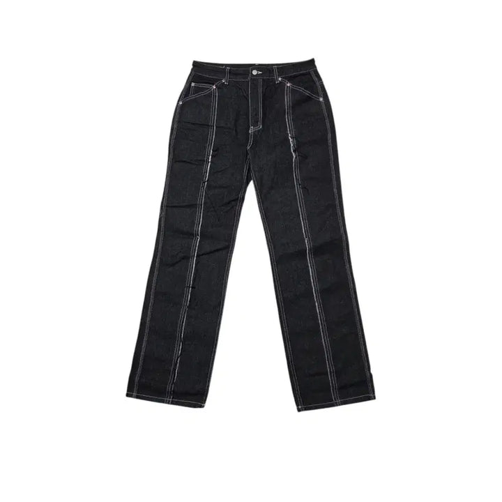 [BUNJANG] DEMADEN Line Cutting Black Denim Pants / DEMADEN 디메이든 라인 커팅 흑청 데님 팬츠