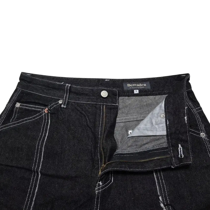 [BUNJANG] DEMADEN Line Cutting Black Denim Pants / DEMADEN 디메이든 라인 커팅 흑청 데님 팬츠