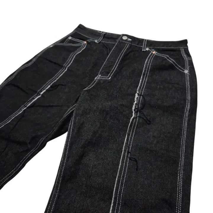 [BUNJANG] DEMADEN Line Cutting Black Denim Pants / DEMADEN 디메이든 라인 커팅 흑청 데님 팬츠