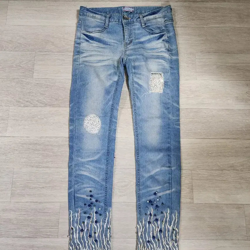 [BUNJANG] Unique Cutout Lace Detail Jeans / 유니크 청바지
