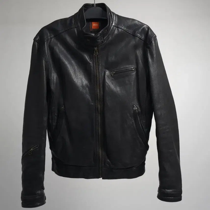 [BUNJANG] Hugo Boss Lambskin Leather Single Rider Jacket / 휴고보스 정품 남성 블랙 양가죽 싱글 라이더 가죽 자켓 레더자켓 105