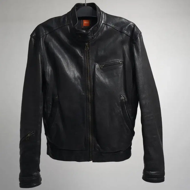 [BUNJANG] Hugo Boss Lambskin Leather Single Rider Jacket / 휴고보스 정품 남성 블랙 양가죽 싱글 라이더 가죽 자켓 레더자켓 105
